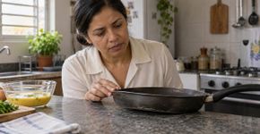 Mulher percebeu que a mesma frigideira fazia pequenos estalos minutos depois de sair do fogão, ignorou o barulho por meses e só ficou preocupada quando o fundo começou a mudar de formato