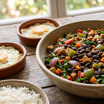 Featured mobile: Feijão tropeiro vegano que entrega tudo: sabor intenso, textura perfeita e zero ingredientes de origem animal