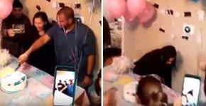 Pai de 4 meninas, ele desmaiou no chá revelação do quinto bebê