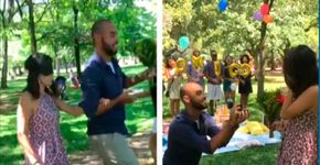 Homem surpreende a namorada com pedido de casamento no Ibirapuera