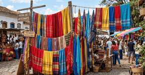 Nas feiras de artesãos não há peças desbotadas nas bancas porque os tecidos não são lavados com sabão comum mas sim com uma mistura de sal e água fria que fixa a cor