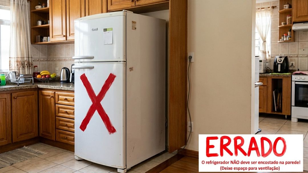 Respeitar a distância recomendada ao redor do refrigerador garante uma melhor ventilação e eficiência térmica.
