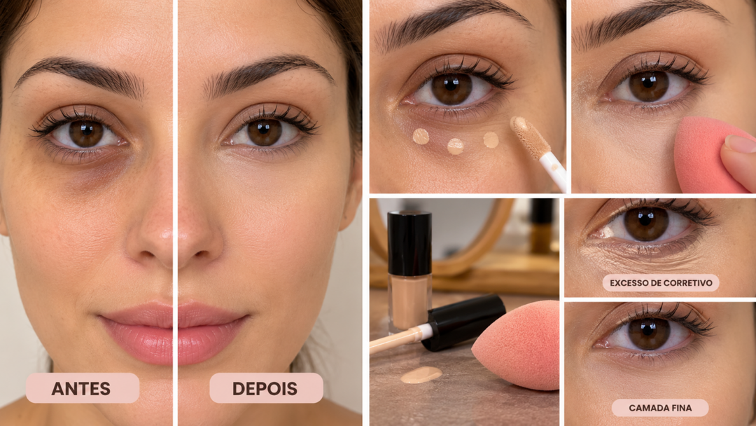 Excesso de corretivo pode deixar a região dos olhos pesada e marcada. Veja como aplicar o produto aos poucos para equilibrar cobertura e acabamento.