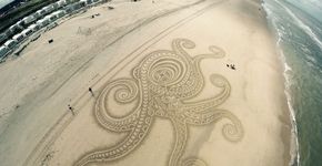 Ele faz desenhos incríveis na areia das praias; leia relato