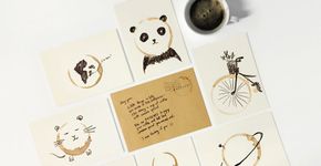 Desenhos que só ficam completos após marca da xícara de café