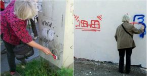 Mulher de 70 anos cobre mensagens nazistas e racistas em Berlim