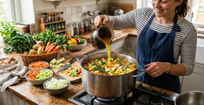 O caldo mais saboroso é feito com 1,5 kg de legumes, 2,5 litros de água, sal e um toque de molho de soja branco.