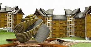 Chineses criam casa de bambu que pode se transformar em prédio