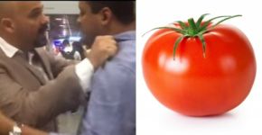 Homem esmaga tomate em deputado que propôs punir juízes