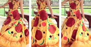 Esta jovem criou um vestido maravilhoso em formato de pizza