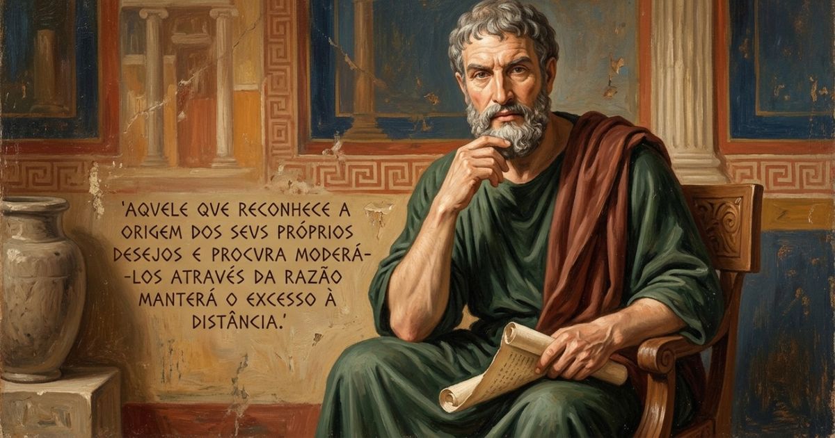 Epicuro, filósofo grego: “Aquele que reconhece a origem dos próprios desejos e busca moderá-los pela razão manterá o excesso à distância.”