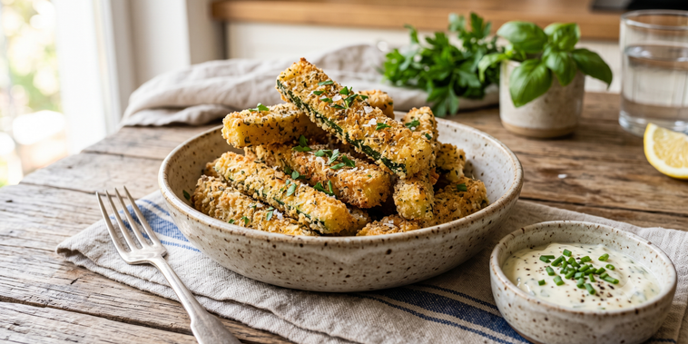 Featured main: Palitos de abobrinha empanados prontos em poucos minutos