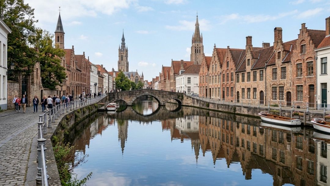 O isolamento histórico após o declínio mercantil manteve intacta a arquitetura gótica e o traçado urbano original de Bruges.