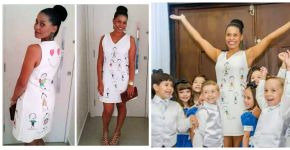 Em formatura, professora usa vestido feito pelos próprios alunos