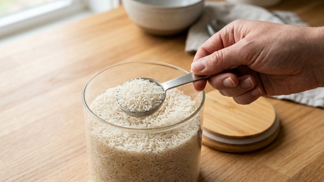Guardar o arroz na gaveta de legumes garante uma temperatura estável e mantém a qualidade dos grãos por mais tempo.