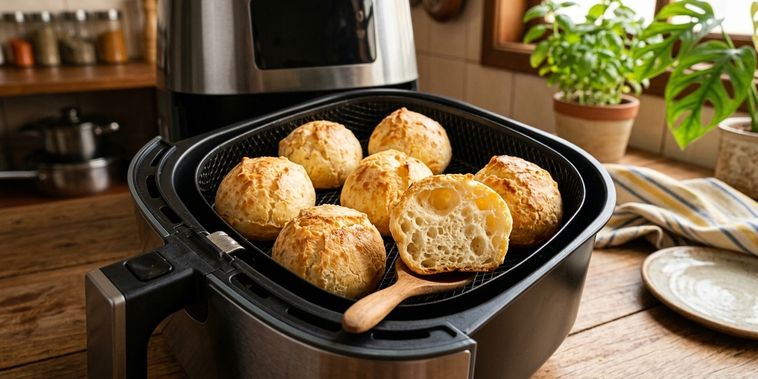 Featured main: O truque para fazer o pão de queijo mais fofinho na air fryer em casa