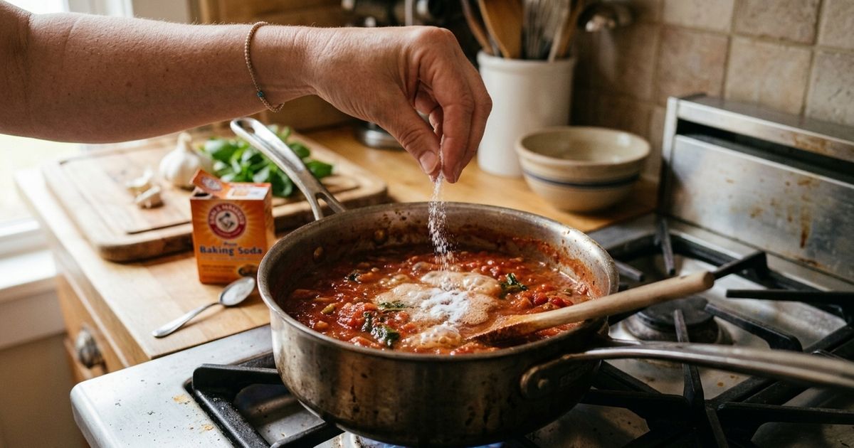 Por que se deve adicionar bicarbonato de sódio ao molho de tomate e qual a sua função?