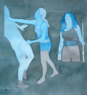 As ilustrações são inspiradas em imagens de sites pornôs (Divulgação/Dan Gluibizzi)