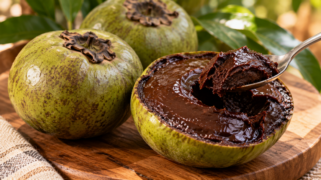 A polpa do sapote-preto fica quase preta quando amadurece e tem textura cremosa. Saiba por que a fruta é comparada ao pudim de chocolate.