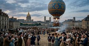 Depois dos primeiros voos de balão em 1783, a Europa entrou numa febre tão grande que até penteados, móveis e casamentos viraram ‘balão’