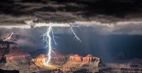 Fotógrafo registra tempestade de raios no Grand Canyon; veja