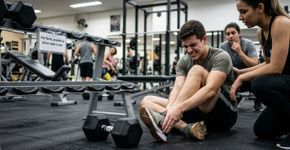 Academia deixa um halter pesado fora do suporte, aluno tropeça durante o treino e quebra o pé; uma simples falha de organização pode terminar em milhares de reais por tratamento, afastamento do trabalho e dano moral