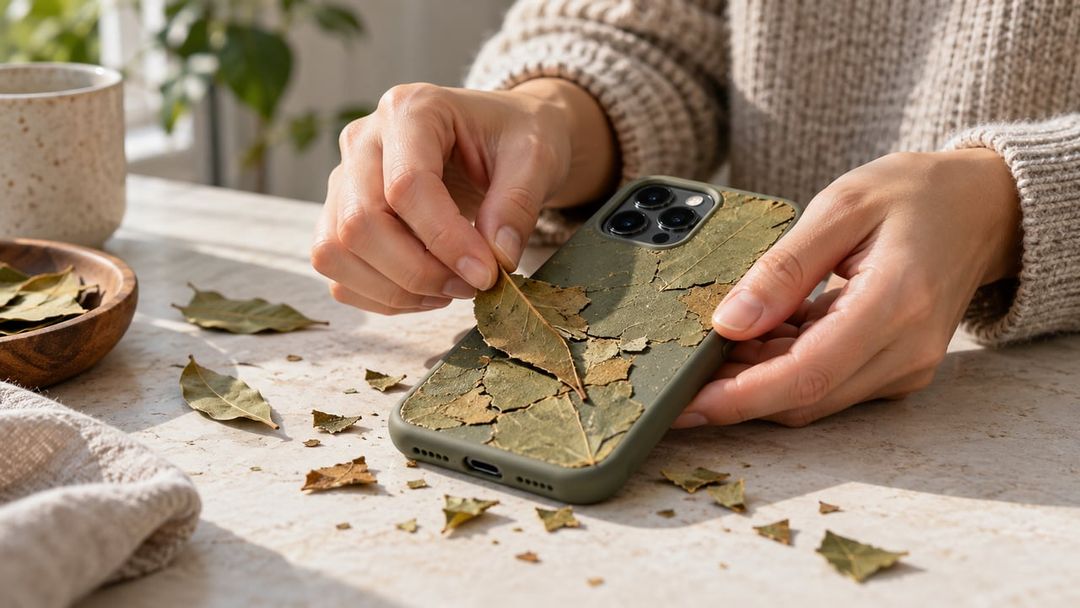 Folhas secas podem se fragmentar e deixar resíduos perto de câmeras e entradas do celular, por isso é preciso cuidado – Imagem ilustrativa criada por inteligência artificial
