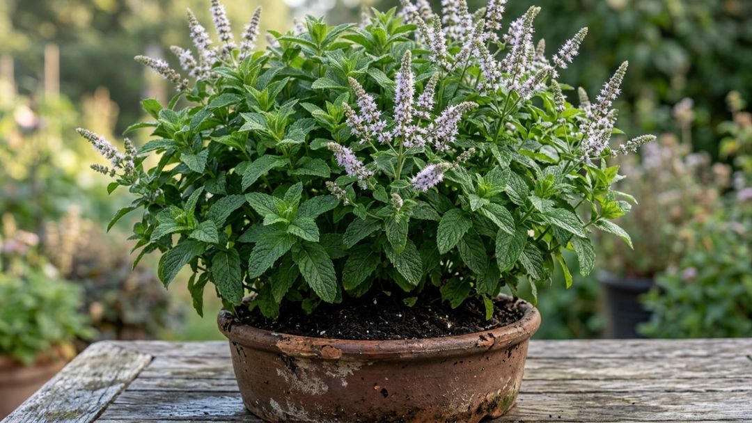 O cultivo isolado da hortelã evita a disputa por nutrientes e garante folhas mais saudáveis e vigorosas.