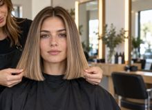 Featured side: Os cabeleireiros concordam: “Para fazer com que o seu cabelo fino pareça mais saudável, é preciso escolher um corte que mantenha o peso nas pontas, uma rotina de lavagem que não o deixe pesado e uma boa secagem desde a raiz.”