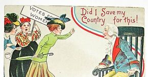 Pôsteres de 1900 eram contra o direito de voto das mulheres