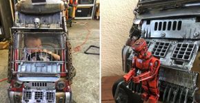Ele se inspirou em Mad Max e personalizou o carrinho dos filhos
