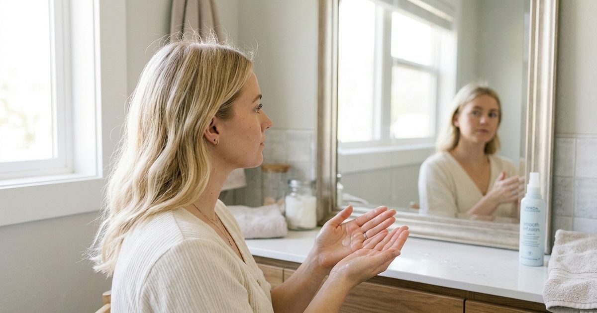 O cabelo está com frizz, mas não está seco o suficiente para passar creme? Mãos molhadas e uma gotinha de leave in podem resolver