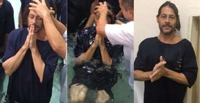 Theo Becker posta fotos de seu batizado na igreja evangélica