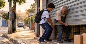 Pai percebe que o filho adolescente sai de casa meia hora mais cedo para ir à escola, decide segui lo depois de desconfiar de mentira e descobre que ele passa o tempo ajudando um comerciante idoso a abrir a loja
