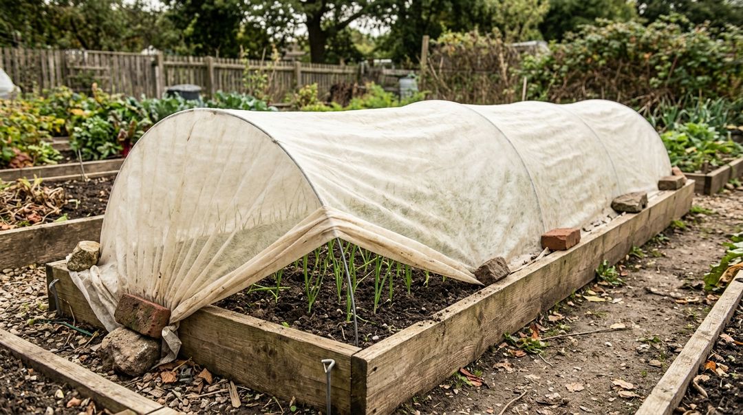 A manta horticola protege os brotos recem-plantados contra ataques de passaros.