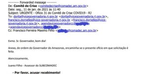Governo do Amazonas envia pedido de oxigênio a e-mail errado