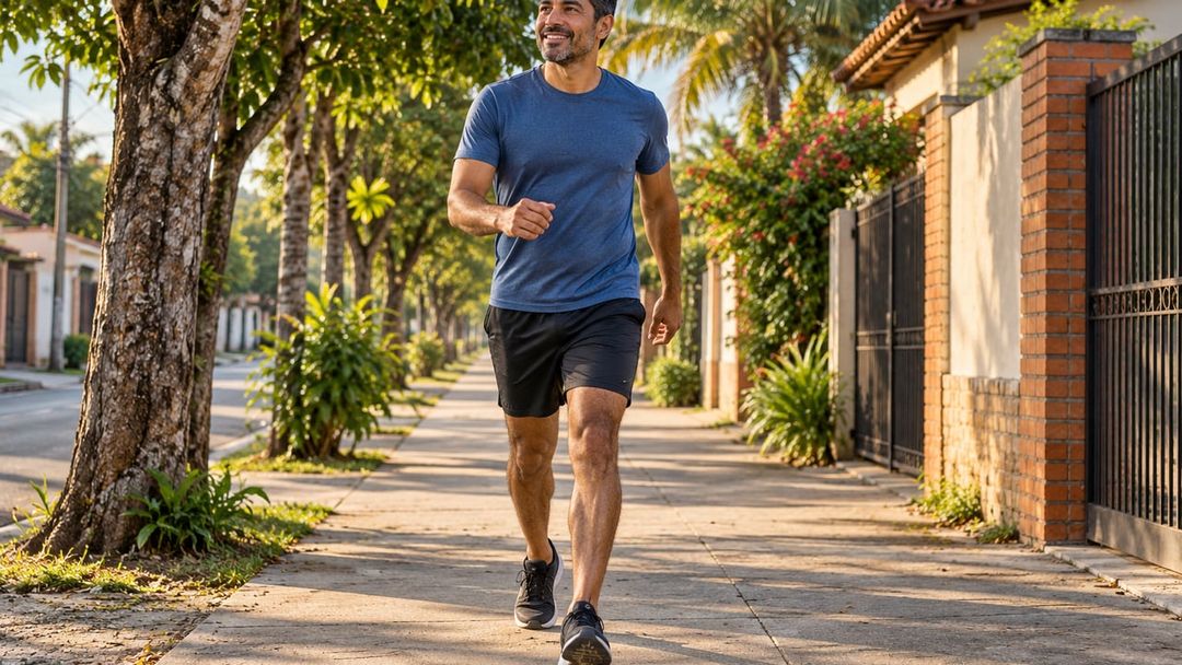 Caminhar em ritmo acelerado por ao menos 30 minutos por dia é a porta de entrada para reduzir a gordura abdominal profunda – Imagem ilustrativa criada por inteligência artificial