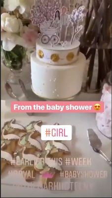 Captura de vídeo que mostra decoração igual a que foi usada no chá do bebê de Meghan e Harry