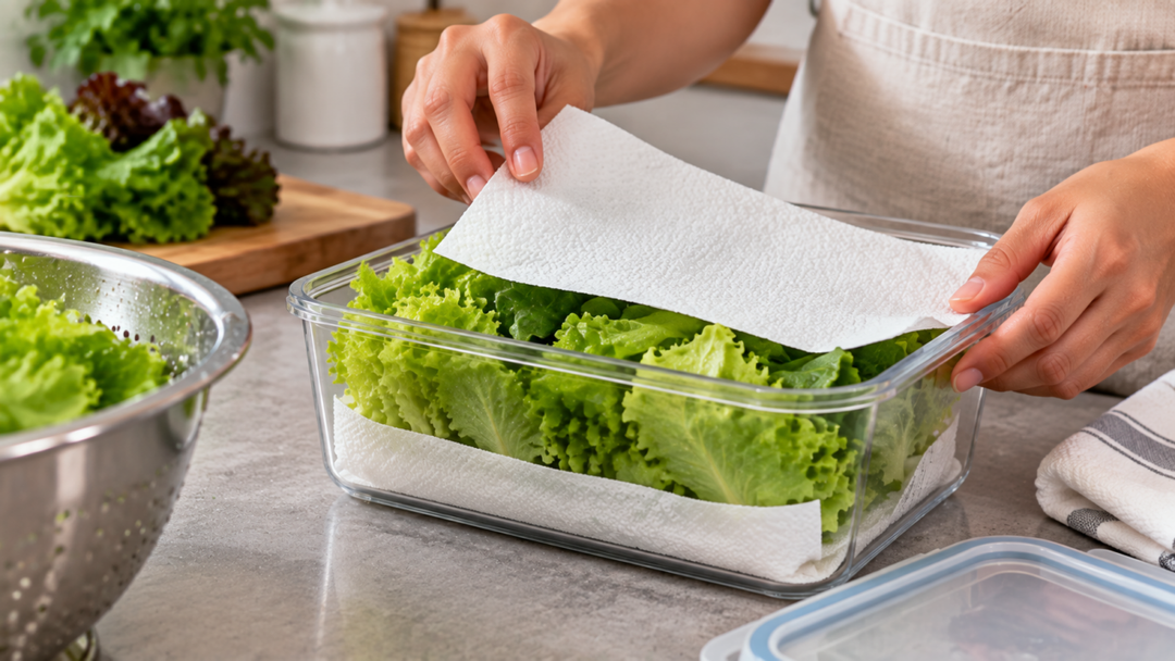 Folhas murchando rápido na geladeira? Saiba como o papel-toalha pode ajudar a absorver umidade e melhorar o armazenamento dos vegetais.
