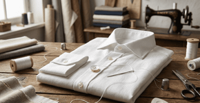 Nas camisarias de luxo os botões duram uma vida sem cair porque o truque não é a linha grossa, mas o fato de que eles nunca são costurados sem um espaço para o pé do botão