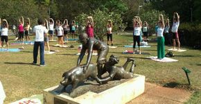 Caminhada para o Parque do Ibirapuera e alongamento