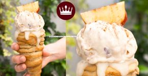Cone cinnamon roll: casquinha açucarada para comer com sorvete