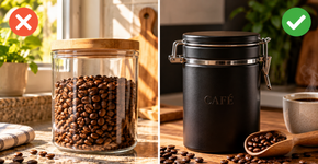 Por que o café perde aroma mais rapidamente quando é guardado em potes transparentes?