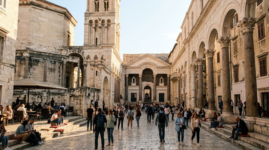 Ruas medievais ocupam os antigos espaços da monumental fortaleza romana.