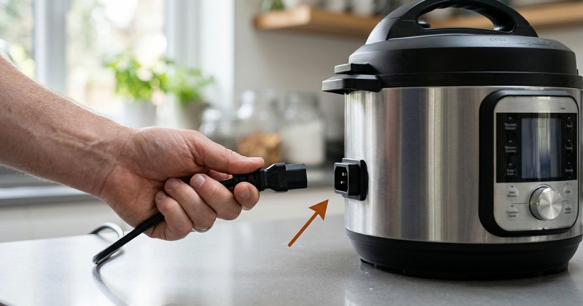 Por que o cabo de alimentação de uma panela elétrica é removível, mas o de outros eletrodomésticos não