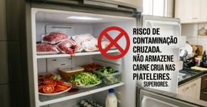 Guardar carne crua na prateleira de cima da geladeira pode contaminar outros alimentos se houver vazamento: no Canadá, a recomendação é mantê-la em recipiente fechado na prateleira inferior