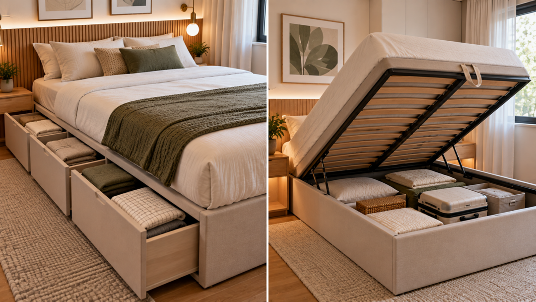Quer aproveitar melhor um quarto pequeno? A cama com armazenamento concentra duas funções em um só móvel e pode ajudar a reduzir a necessidade de outros armários.