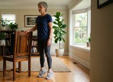 Featured side: Se aos 60 anos você consegue manter os calcanhares elevados durante 10 elevações seguidas, podemos melhorar a estabilidade e caminhar de forma mais segura