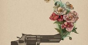Uma espingarda que ao invés de balas, dispara flores