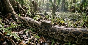 Píton de 4,88 metros e 67 kg é solta na Flórida com radiotransmissor enquanto cientistas testam drones para rastrear cobras invasoras nos Everglades